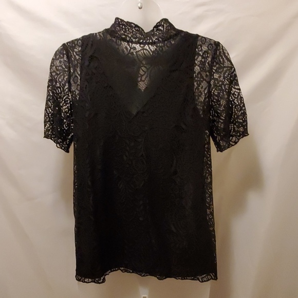 NWT Bebe Black Lace Top Womens Medium - Picture 3 of 3